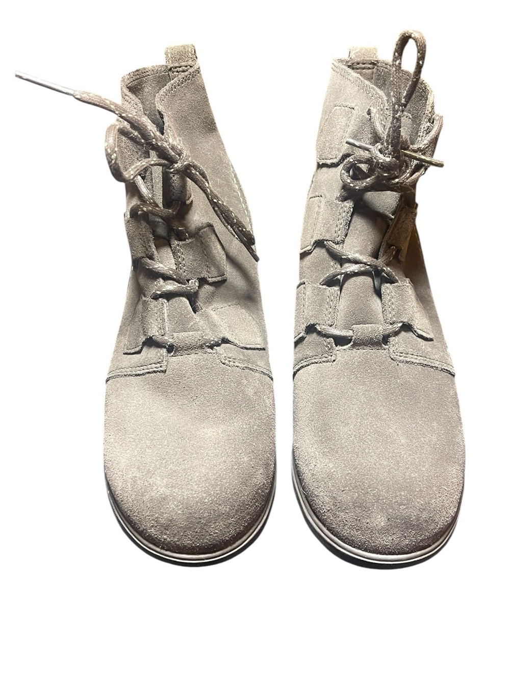 Sorel Women's Evie Suede Lace-Up Ankle Bootie in Taupe Gray